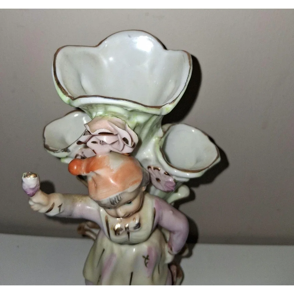 Vintage Dresden-Style Figural Girl Vase – 7.75